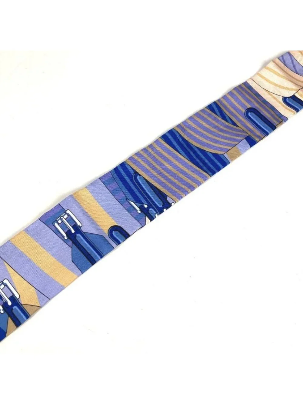 Hermes Scarf Twilly Tiri Silk Blue - Picture 3 of 9